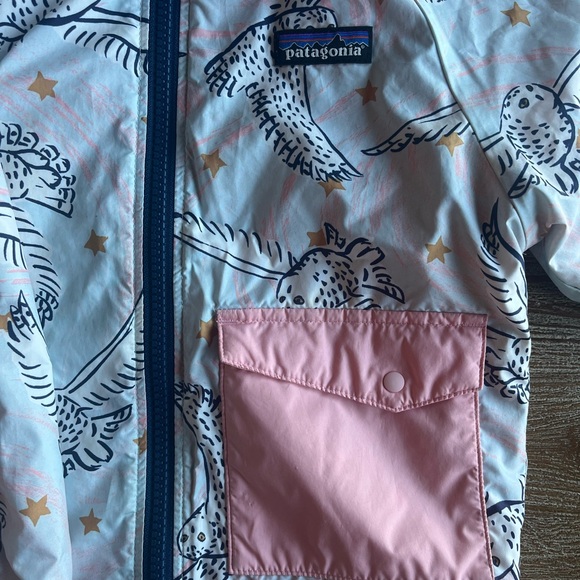 Patagonia Reversible Hooded Jacket Light Pink Owl 3T - Picture 5 of 12